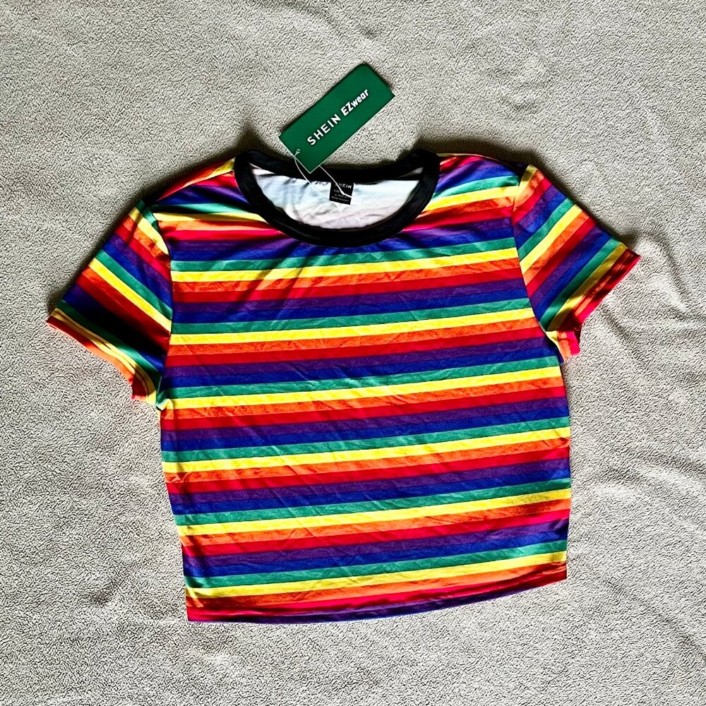 SHEIN - Rainbow Crop Top